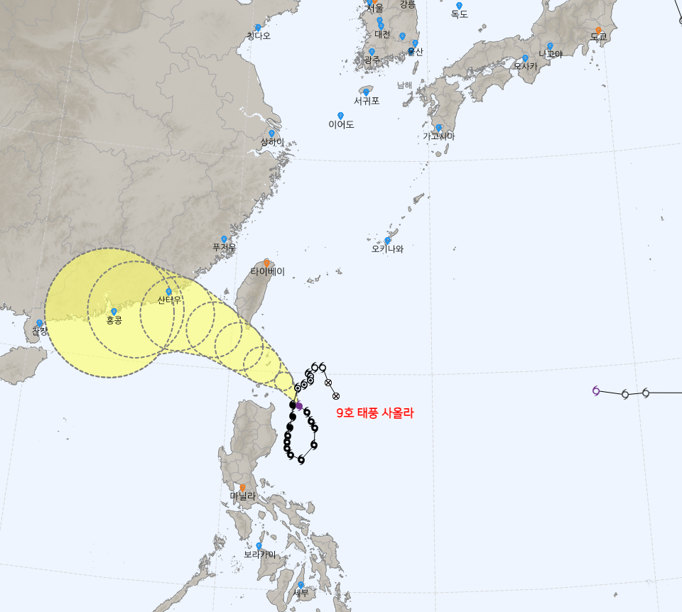 9호 태풍 사올라 실시간